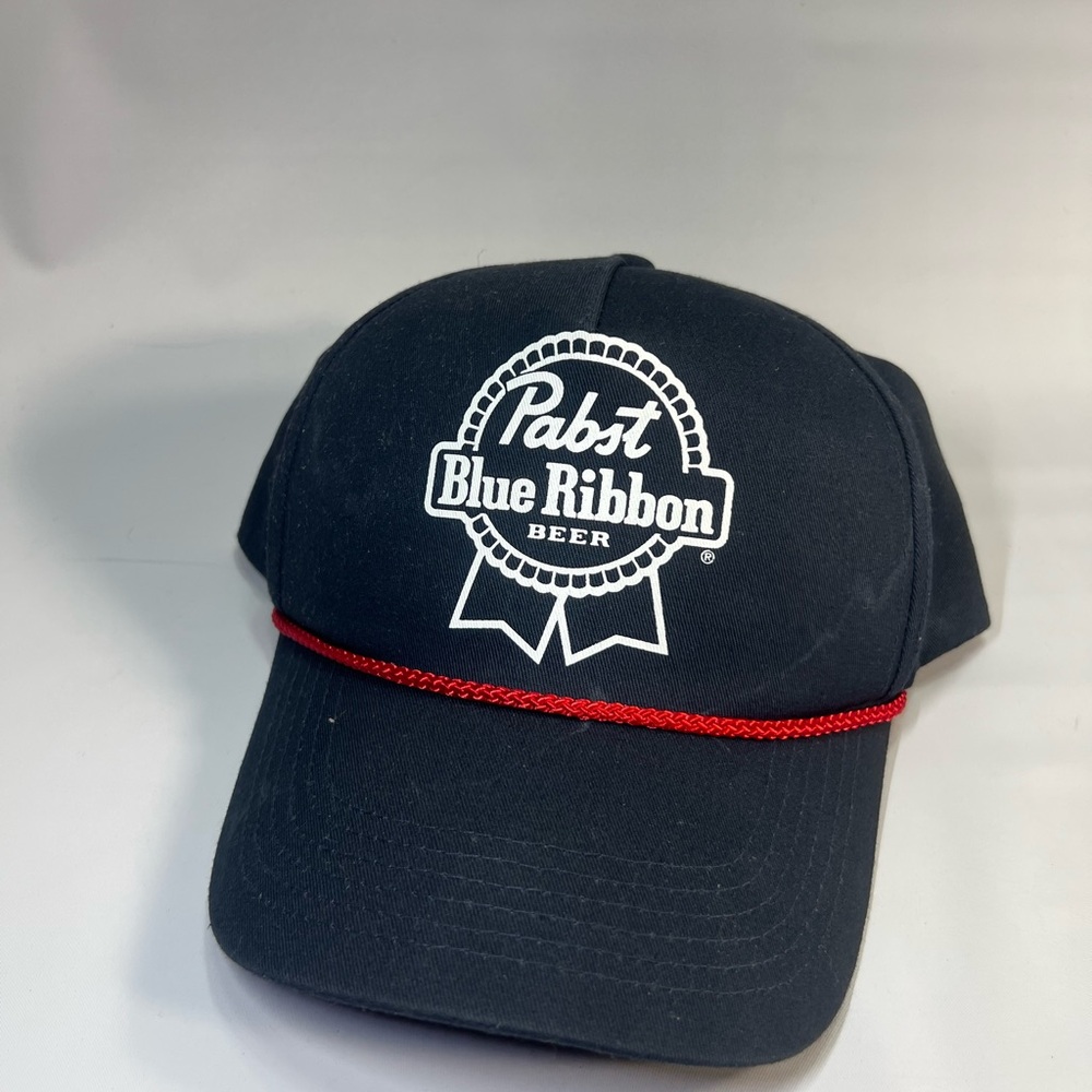 Vintage Logo Ball Cap Pabst Blue Ribbon, PBR Snap Back W/Rope Detail Retro 90’s